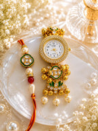 Stile Sovrano Hari Shagun Bhai Bhabhi Rakhi Watch Combo | Green Heritage Bracelet Watch with Matching Rakhi | Rakhi Utsav Collection