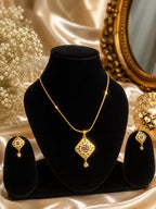 Stile Sovrano Rajnandini Traditional Gold-Plated Pendant Set for Women | Ruby-Colored Stone & Crystal Studded Ethnic Pendant Necklace with Matching Earrings