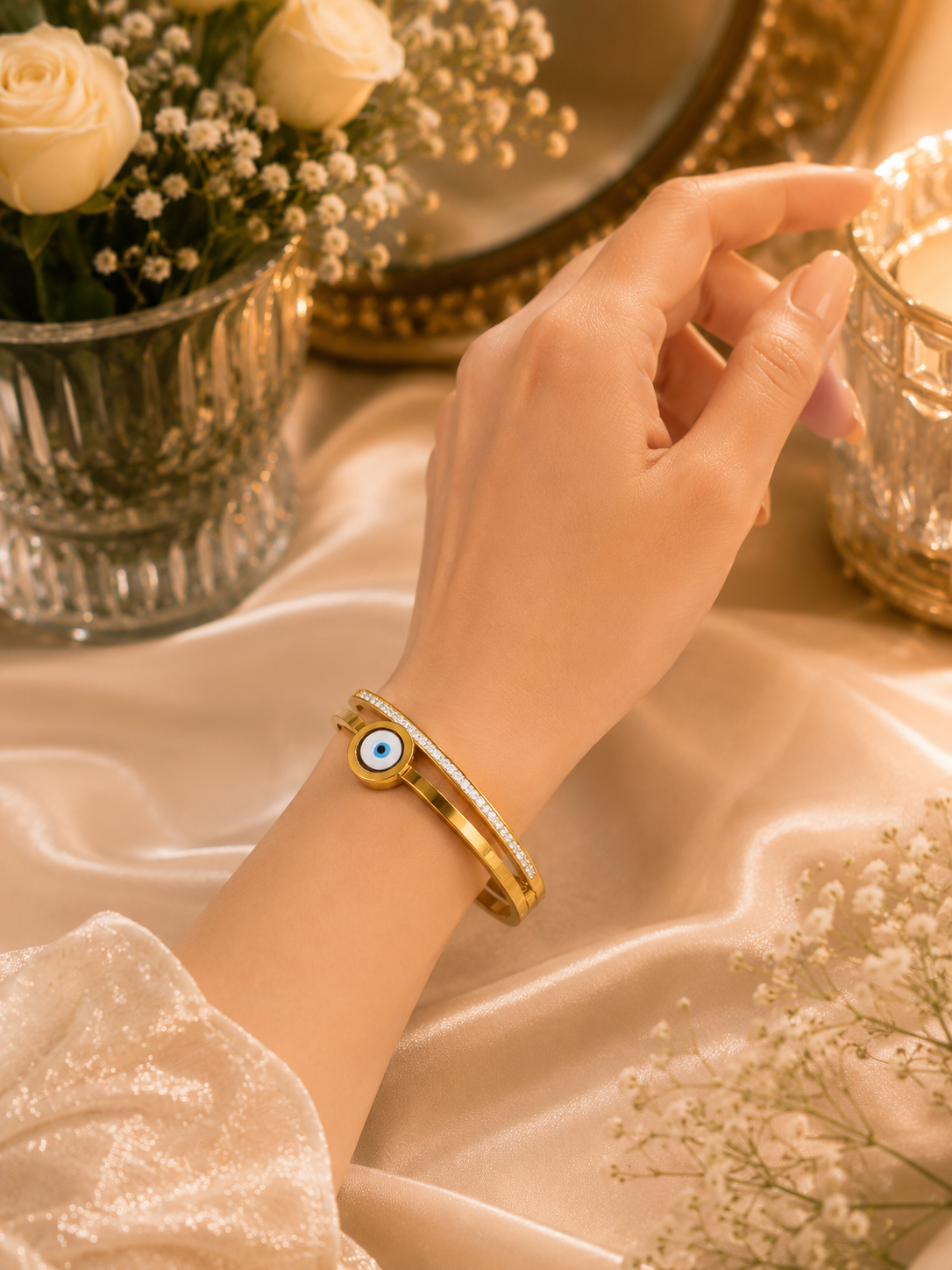 Aurora Duo Bracelet – Protective Grace in Structured Gold