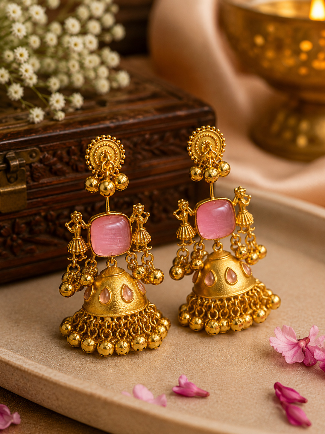 Nrityangana Viraasat Luxe – Temple Jhumka Kashmiri Earrings