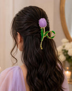 Stile Sovrano Tulipa Royale Tulip Hair Clutcher for Women | Luxury Gold-Tone Floral Claw Clip | Premium Designer Hair Accessory