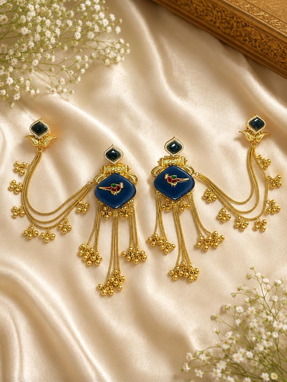 Stile Sovrano Mayurika Heritage Saree Pin with Bird Motif & Chain for Women | Premium Ethnic Brooch
