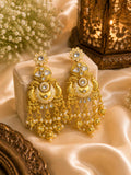 Stile Sovrano Mayurika Rajawadi Peacock Kundan Pearl Chandbali Earrings for Women | Gold-Plated Traditional Statement Earrings