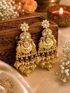 Stile Sovrano Mayurika Rajawadi Peacock Kundan Pearl Chandbali Earrings for Women | Gold-Plated Traditional Statement Earrings