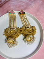 Jashn-e-Kashmir Royal Long Chain Meenakari Kashmiri Jhumka Earrings