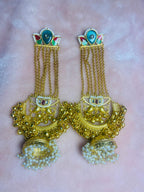 Jashn-e-Kashmir Royal Long Chain Meenakari Kashmiri Jhumka Earrings